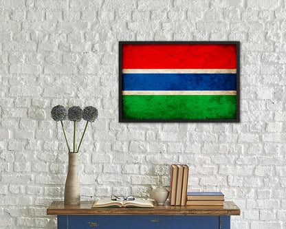 Gambia Country Vintage Flag Wood Framed Print Wall Art Decor Gifts