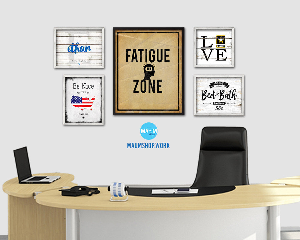 Fatigue Zone Notice Danger Sign Framed Print Home Decor Wall Art Gifts