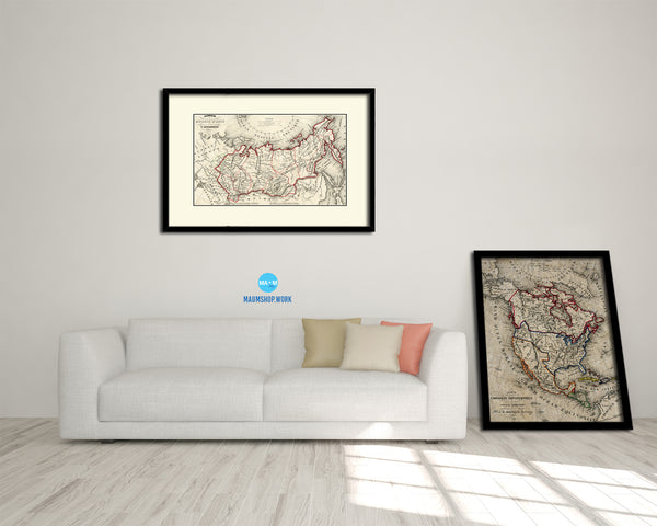 Siberia Russia Old Map Framed Print Art Wall Decor Gifts