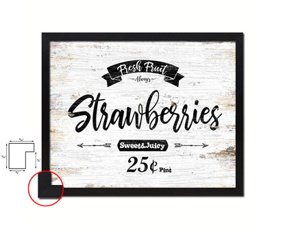 Fresh Fruit Strawberries Vintage Sign Fine Art Paper Prints Wood Frame Wall Art Decor Gifts
