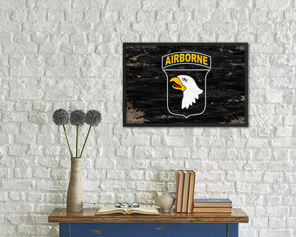 US Army 101st Airborne Shabby Chic Military Flag Framed Print Decor Wall Art Gifts