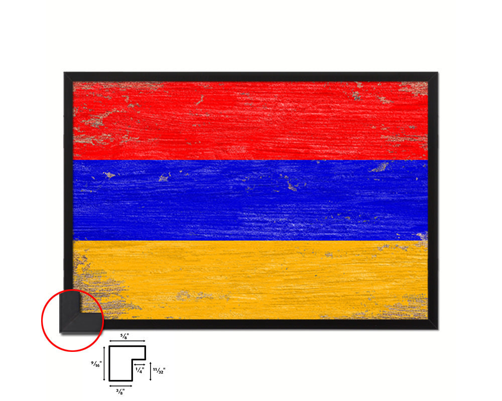 Armenia Shabby Chic Country Flag Wood Framed Print Wall Art Decor Gifts