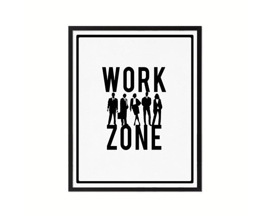 Work Zone Notice Danger Sign Framed Print Home Decor Wall Art Gifts