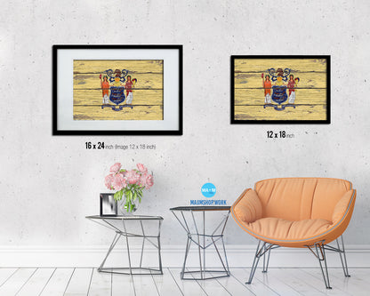 New Jersey State Rustic Flag Wood Framed Paper Prints Wall Art Decor Gifts