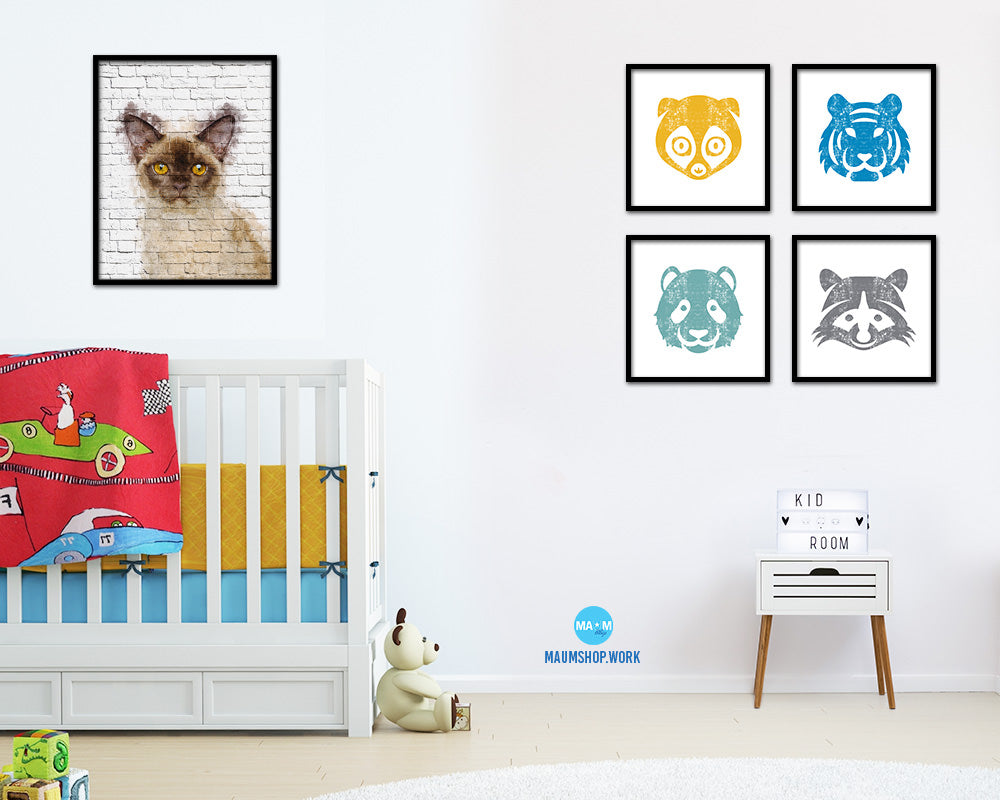 Kitten Cat Kitten Portrait Framed Print Pet Home Decor Custom Watercolor Wall Art Gifts