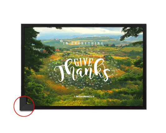 In everything give thanks, 1 Thessalonians 5:18 Bible Verse Scripture Framed Art
