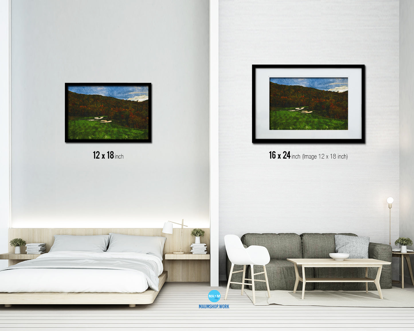 Nestled, North Carolina, Mountains Artwork Painting Print Art Wood Framed Wall Decor Gifts