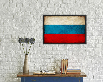 Russia Country Vintage Flag Wood Framed Print Wall Art Decor Gifts