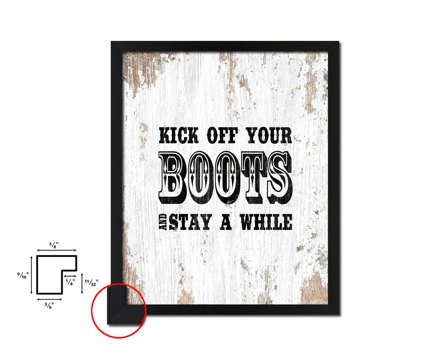 Kick off your boots and stay a while Quote Framed Artwork Print Home Decor Wall Art Gifts