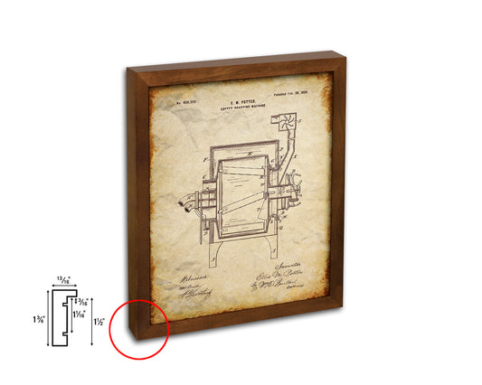 Roasting Machine Coffee Vintage Patent Artwork Walnut Frame Print Wall Art Decor Gifts
