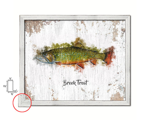 Brook Trout Fish Framed Prints Modern Restaurant Sushi Bar Watercolor Wall Art Decor