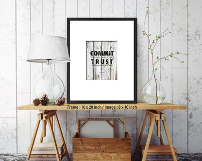 Commit your way to the Lord Quote Wood Framed Print Home Decor Wall Art Gifts