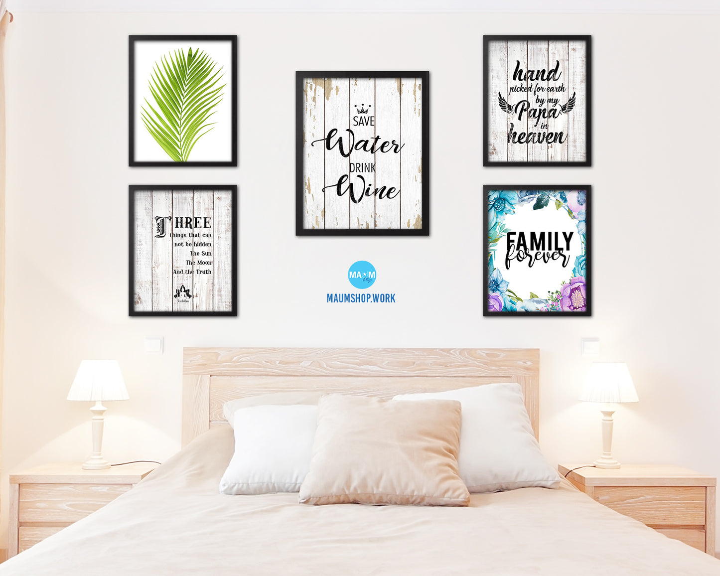 Save water drink wine Words Wood Framed Print Wall Decor Art Gifts