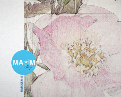 Blanda Vintage Botanical Rose Flower Art Wood Framed Print Wall Decor Gifts