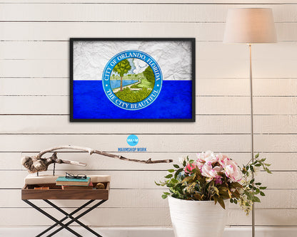 Orlando City Florida State Vintage Flag Wood Framed Prints Decor Wall Art Gifts