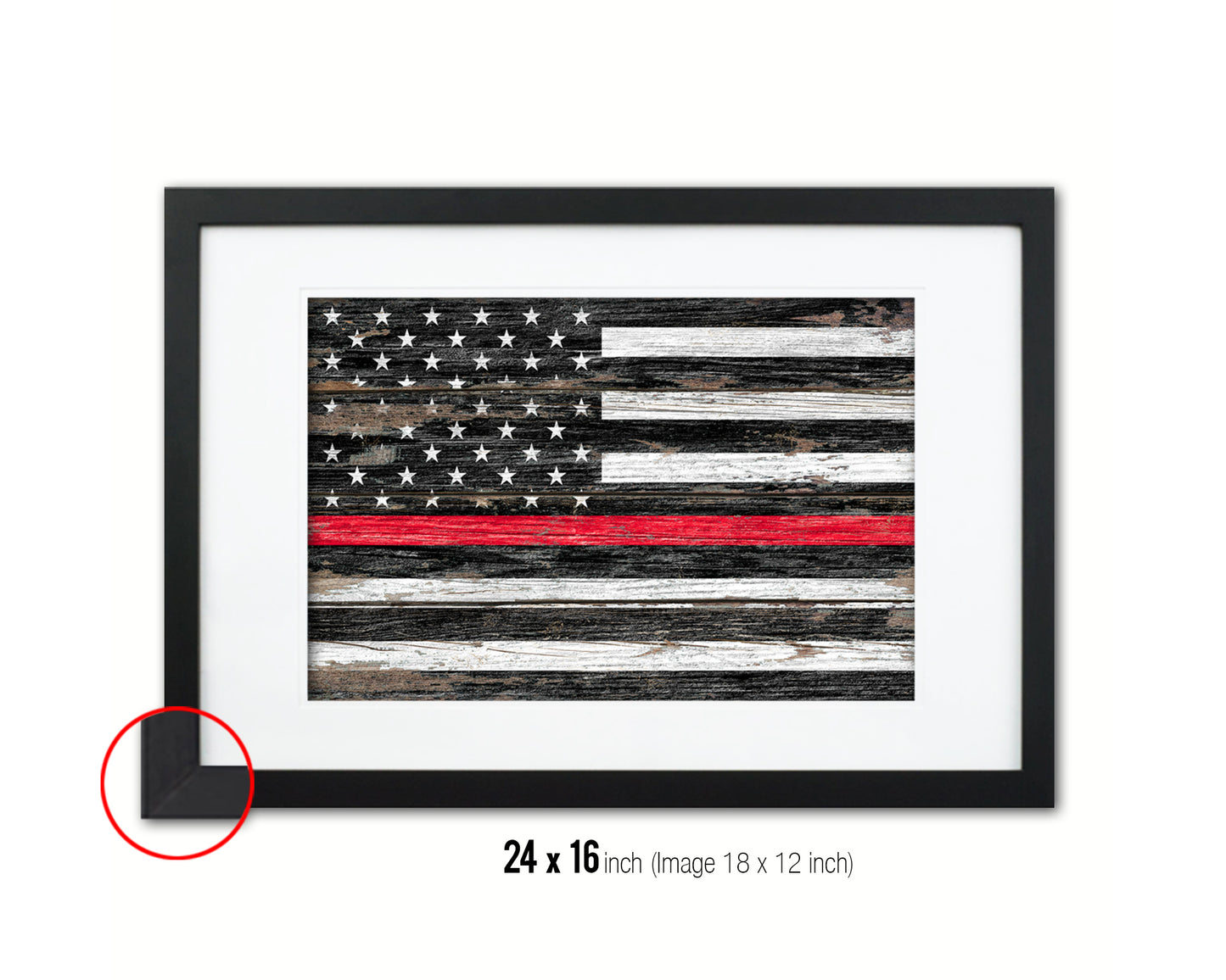 Thin Red Line Honoring Law Enforcement American Wood Rustic Flag Art