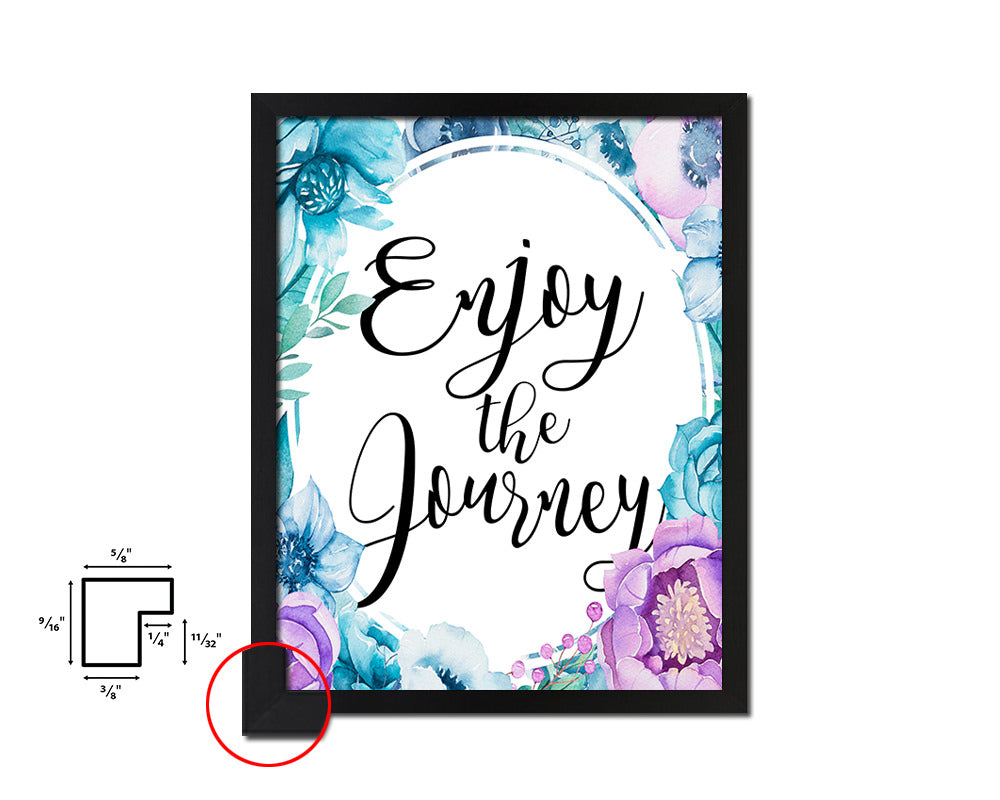 Enjoy the journey Quote Boho Flower Framed Print Wall Decor Art