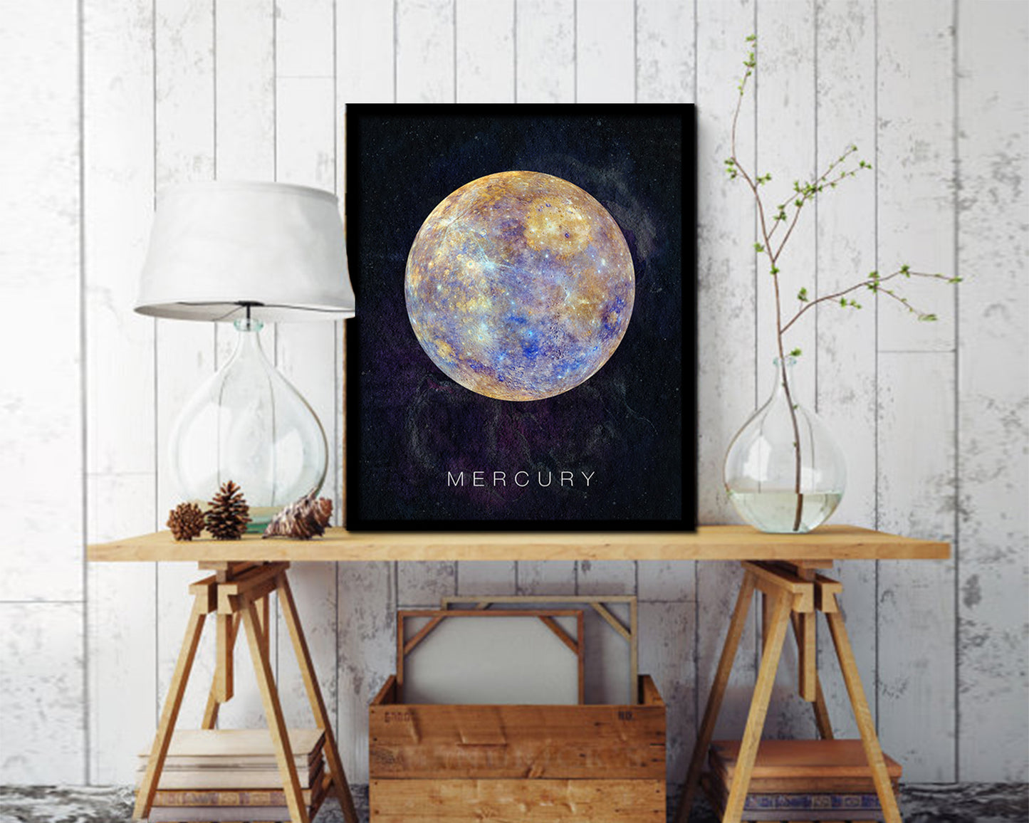 Mercury Planet Prints Watercolor Solar System Framed Print Home Decor Wall Art Gifts