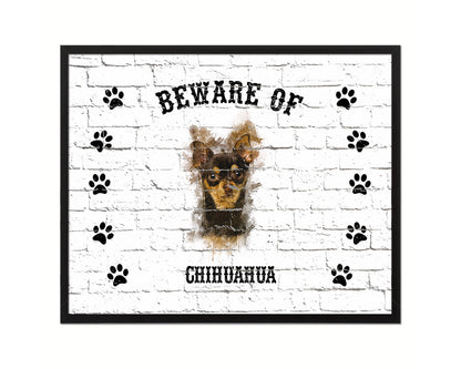 Beware of Cats and Dogs Sign Wood Framed Print Wall Art Decor Gifts