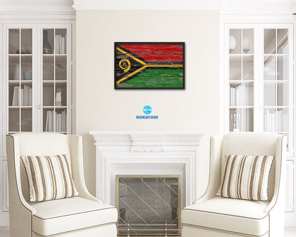 Vanuatu Country Wood Rustic National Flag Wood Framed Print Wall Art Decor Gifts