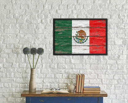 Mexico Country Wood Rustic National Flag Wood Framed Print Wall Art Decor Gifts