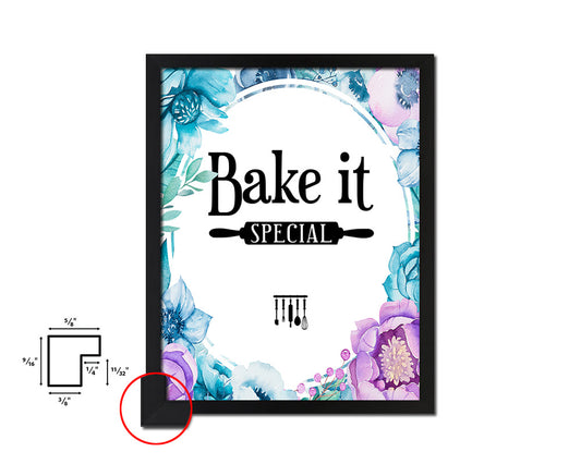 Bake it special Quote Boho Flower Framed Print Wall Decor Art