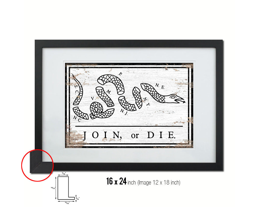 Unite or Die Shabby Chic Military Flag Framed Print Decor Wall Art Gifts