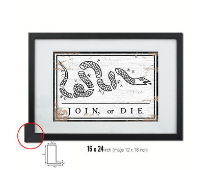 Unite or Die Shabby Chic Military Flag Framed Print Decor Wall Art Gifts