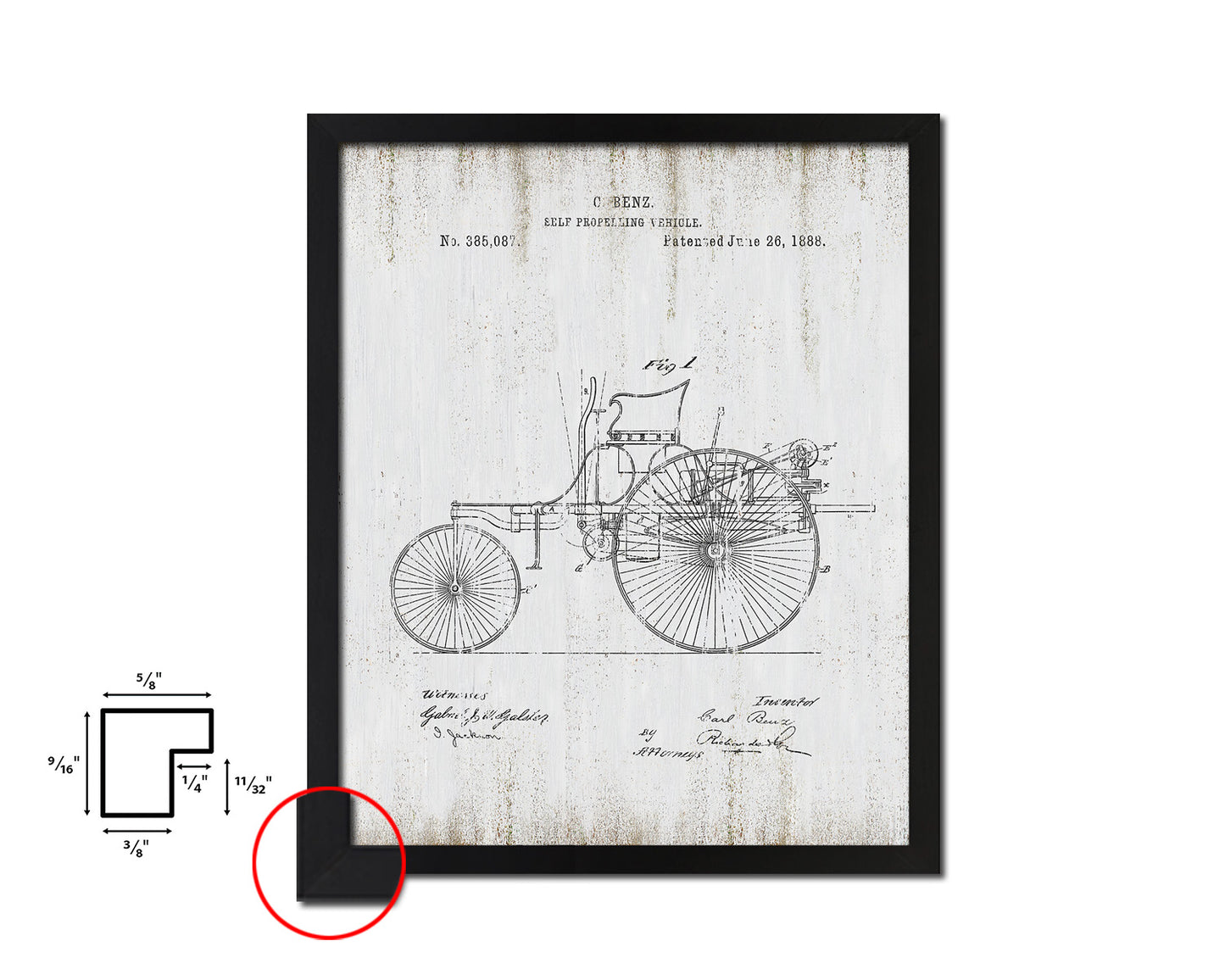 Self Propelling Vehicle Car Vintage Patent Artwork Black Frame Print Wall Art Decor Gifts
