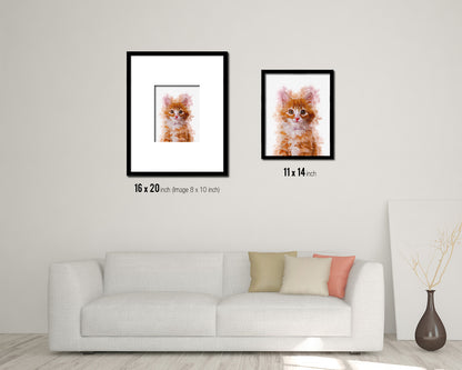 Kitten Cat Kitten Portrait Framed Print Pet Home Decor Custom Watercolor Wall Art Gifts