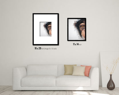 Chimpanzee Animal Painting Print Framed Art Home Wall Decor Gifts