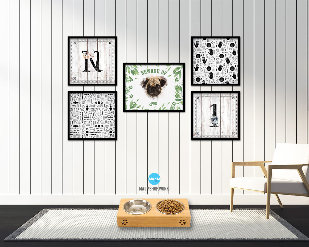 Beware of Poodles Sign Wood Framed Print Wall Art Decor Gifts