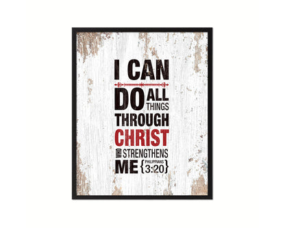 I can do all things through Christ who strengthens me, Philippians 3:20 Quote Framed Print Wall Art