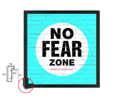 No Fear Zone Shabby Chic Sign Wood Framed Art Paper Print Wall Decor Gifts