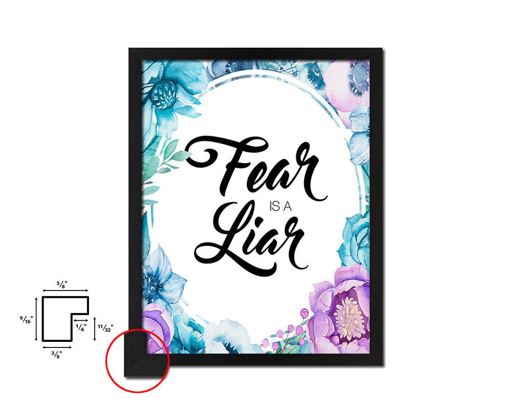 Fear is a liar Quote Boho Flower Framed Print Wall Decor Art