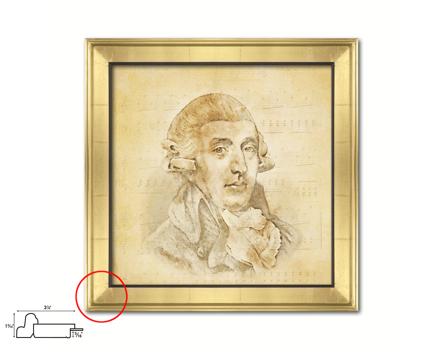 Joseph Haydn Ancient Classical Musician Gold Framed Print Wall Decor Art Gifts