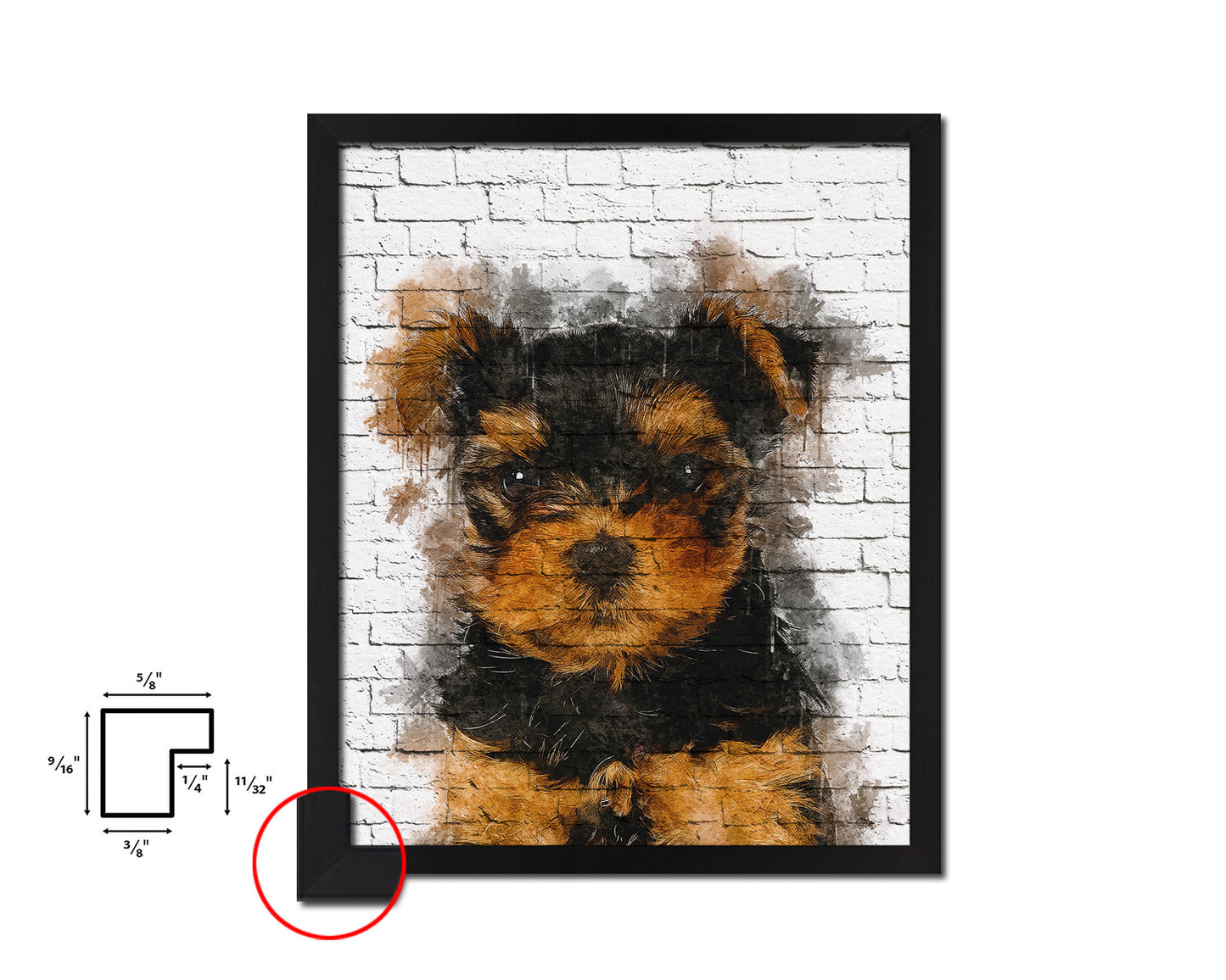 Yorkshire Terrier Dog Puppy Portrait Framed Print Pet Watercolor Wall Decor Art Gifts