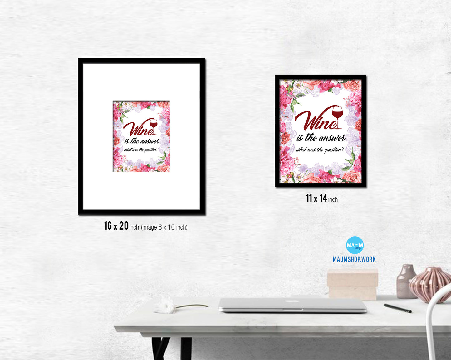 Wine is the answer what was the question Words Wood Framed Print Wall Decor Art Gifts