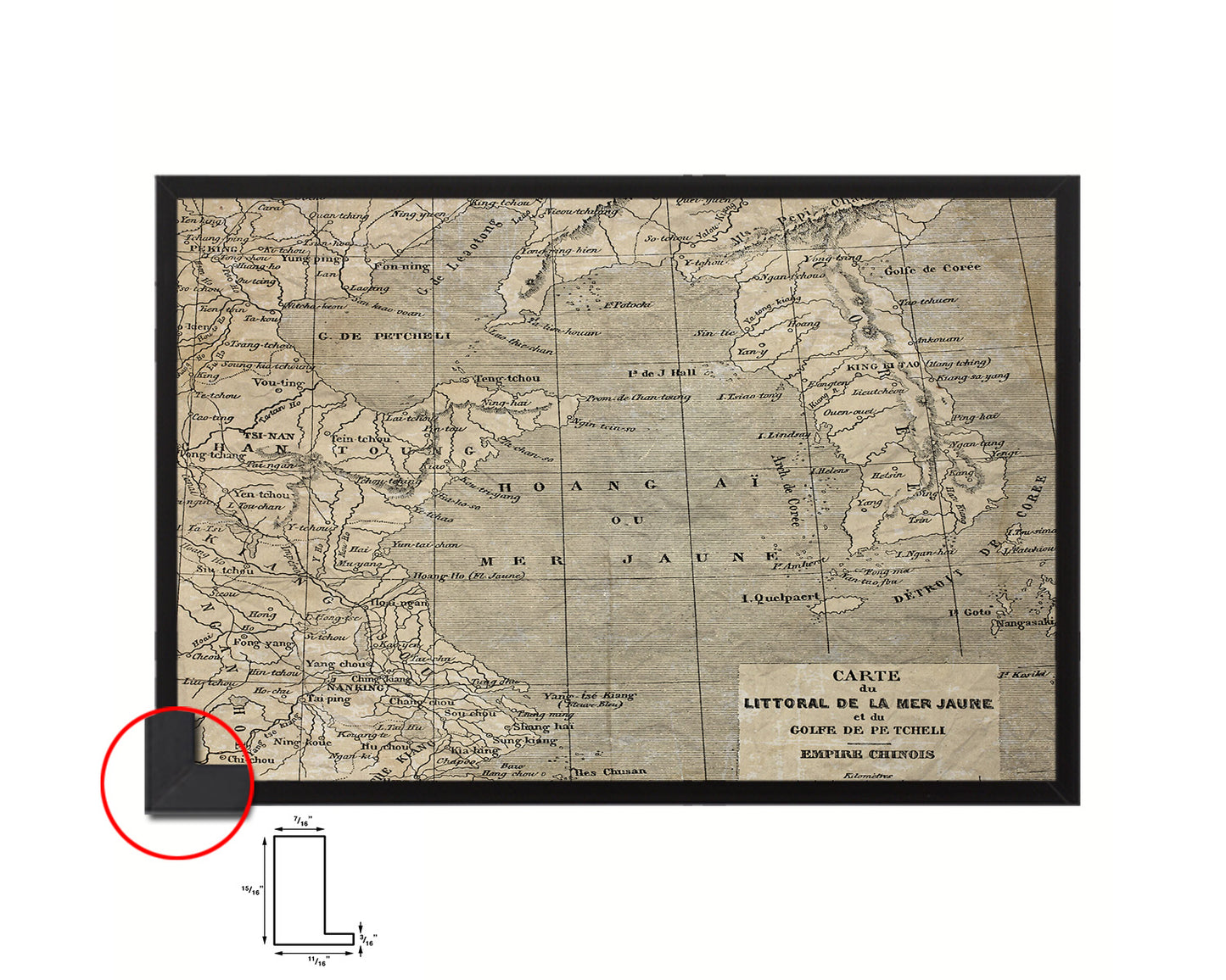 Yellow Sea Coast Erhard Bonaparte Paris 1864 Historical Map Framed Print Art Wall Decor Gifts