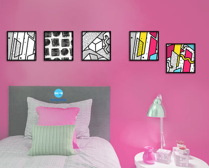 Shape Abstract Artwork Wood Frame Gifts Modern Wall Decor Art Prints
