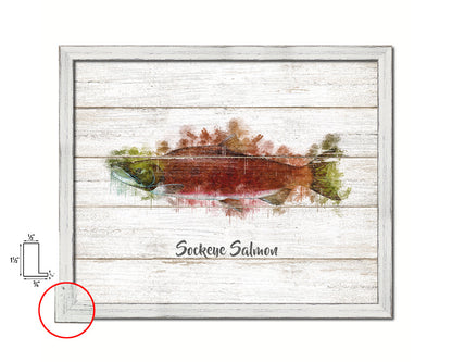 Sockeye Salmon Fish Framed Prints Modern Restaurant Sushi Bar Watercolor Wall Art Decor
