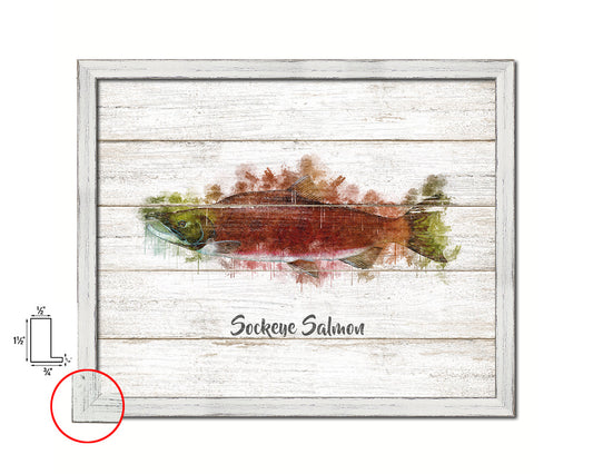 Sockeye Salmon Fish Framed Prints Modern Restaurant Sushi Bar Watercolor Wall Art Decor