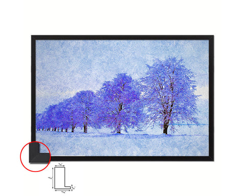Snow Purple Tree Artwork Painting Print Art Frame Home Wall Decor Gifts