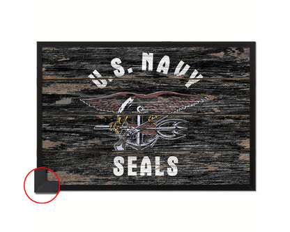 US Navy Seals Wood Rustic Flag Wood Framed Print Wall Art Decor Gifts
