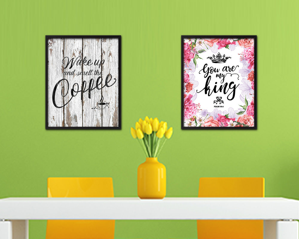 Wake up and smell the coffee Quote Framed Artwork Print Wall Decor Art Gifts