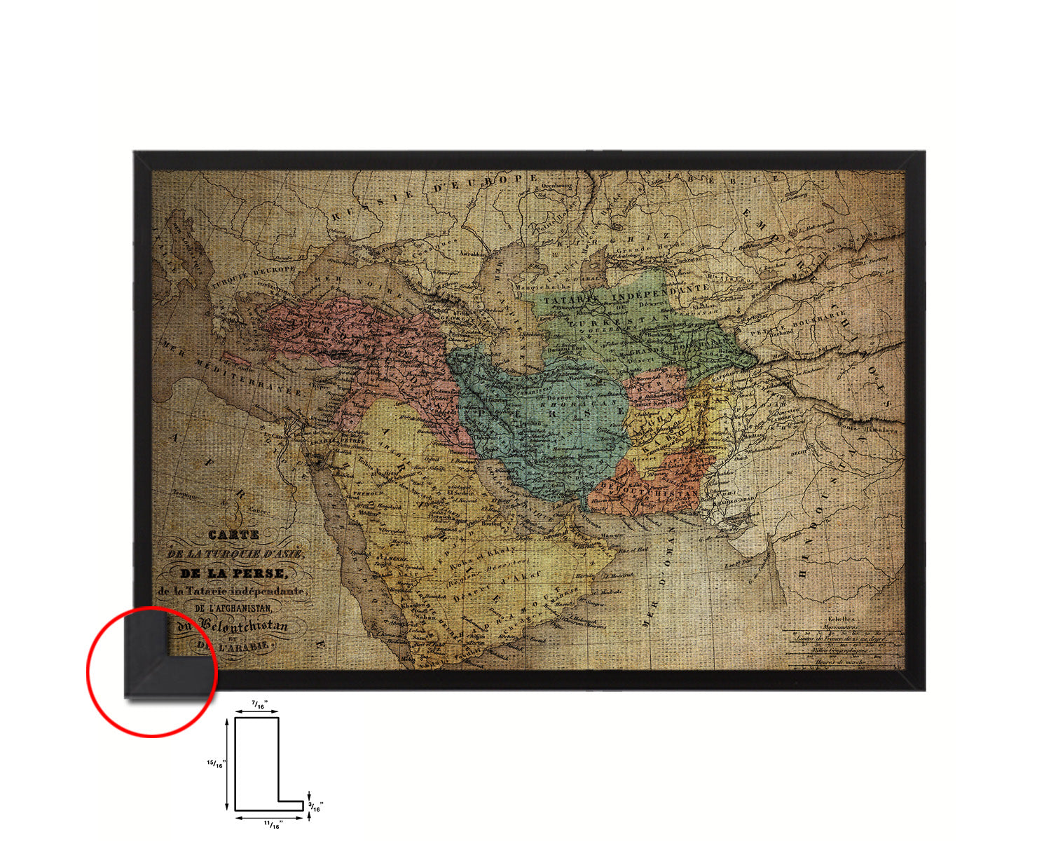 Persia Arabia Iraq Iran 1870 Vintage Map Framed Print Art Wall Decor Gifts