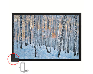 Birch Grove Trees Winter Landscape Painting Print Art Frame Home Wall Decor Gifts