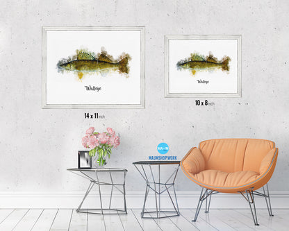 Walleye Fish Framed Prints Modern Restaurant Sushi Bar Watercolor Wall Art Decor
