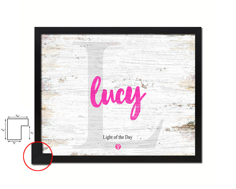 Lucy Personalized Biblical Name Plate Art Framed Print Kids Baby Room Wall Decor Gifts