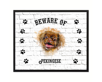 Beware of Maltese Sign Wood Framed Print Wall Art Decor Gifts